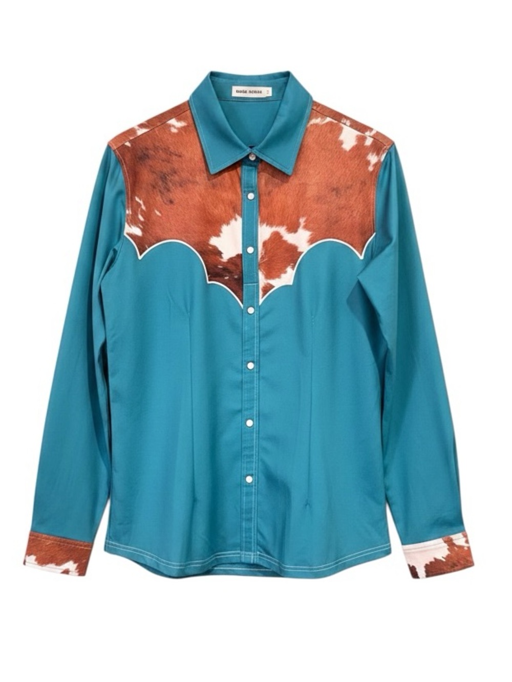 Ranch Dress'n Cowhide & Teal Rodeo Performance Shirt Size Medium